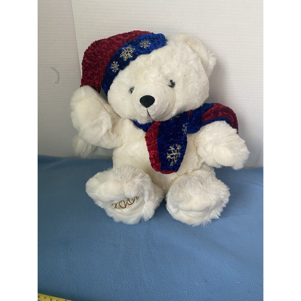 Kmart  2001 Collectible Teddy Bear Christmas Plus maroon blue